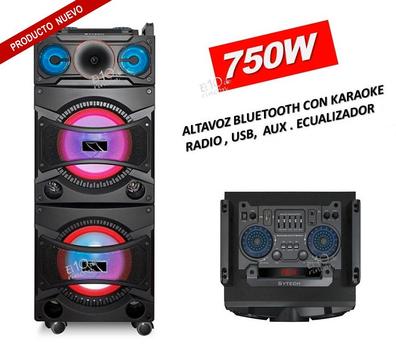 Pyle Altavoz PA portátil Bluetooth de 300 W, doble 8 pulgadas, recargable  para interiores y exteriores, sistema de audio BT Karaoke, TWS, luces de