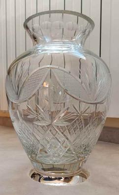 Jarrón florero cristal grueso. 29 x 15 cm