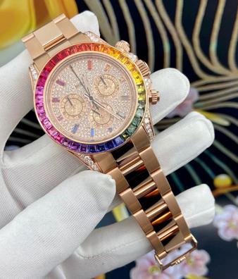  Reloj para mujer, juego de 6 relojes para mujer, elegantes relojes  de pulsera femenina, banda de malla magnética, pulsera de reloj para  negocios o ocio diario (color juego de oro rosa) 