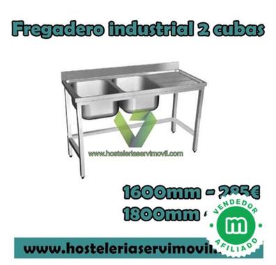 Fregadero Industrial Acero Inoxidable Económico 2 Cubas 1200x500x850mm