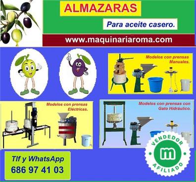 Prensa aceituna Manual Mini Amazara con Ruedas, Capachetas 40 cm