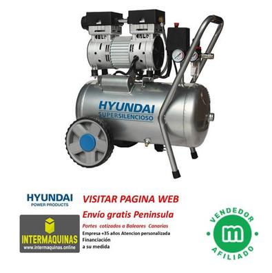 Compresor silencioso HYUNDAI HYAC24-1S de 1 cv y 24l de depósito