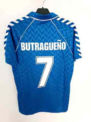 Camiseta retro Real Madrid azul 1986-1988 dorsal butragueño