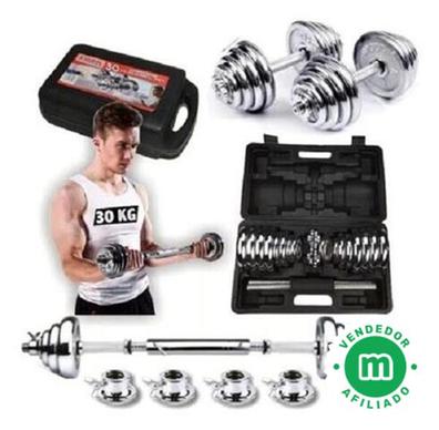 HOMCOM Juego de Pesas de 55 kg con Mancuernas y Barra Pesos Ajustables 2 en  1 con Discos para Culturismo Entrenamiento Fitness en Hogar Gimnasio Negro