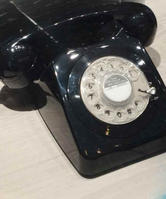 Teléfono Fijo Vintage con Dial de botón, Red, negro, plástico