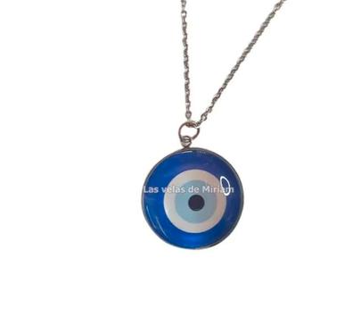 Round Azul turco para amuletos contra el mal de ojo, colgante de