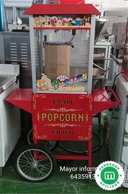Máquina de palomitas de maíz con carrito, máquina profesional de palomitas  de maíz con un carrito en un diseño retro, máquina automática de palomitas