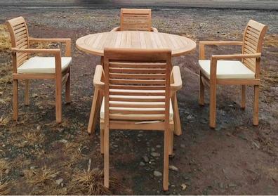  Mesa redonda plegable y sillas, mesa auxiliar pequeña para  exteriores, asientos de ocio para jardín, terraza, patio, fácil de limpiar  (color blanco, tamaño: mesa) : Patio, Césped y Jardín