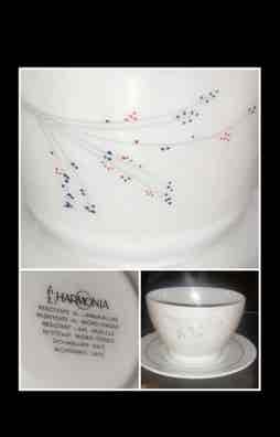 Arcopal flores rojas y azules vajilla vintage de segunda mano