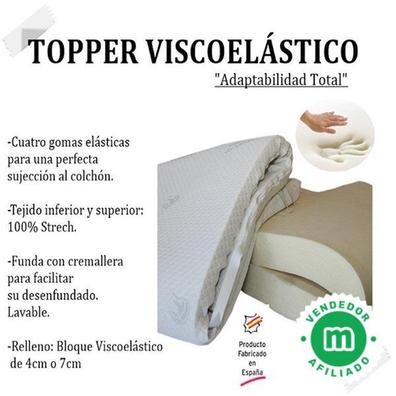 Topper Sobrecolchon Viscoelastico | 90x190 CM | Grosor 6CM | 100%  Viscoelastica | Funda Desenfundable y Transpirable | Mejora tu Descanso |  Fabricado