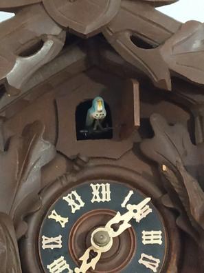 Reloj de cuco alemán original (certificado), movimiento mecánico de 1 día  con 1 pájaro y 5 hojas, relojes coo-coo de la Selva Negra, Alemania por