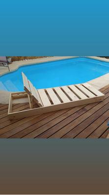 Tumbona Playa Cama Fabricada en Acero Con bolsillos. Color Azul, Reclinable  3 posiciones, Tumbona Jardin, Tumbona piscina. - BigMat