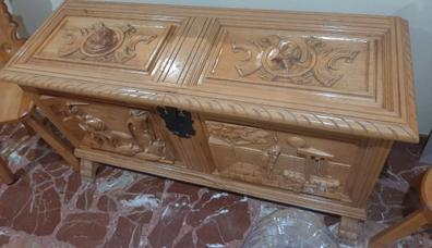 Baúl de almacenaje madera maciza estilo vintage 120x30x40 cm