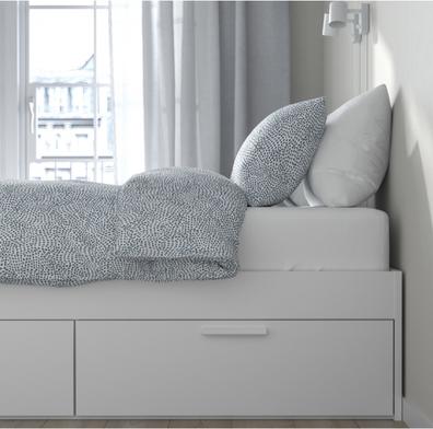 SMÅSTAD cama alta, blanco gris/con escritorio con 4 cajones, 90x200 cm -  IKEA