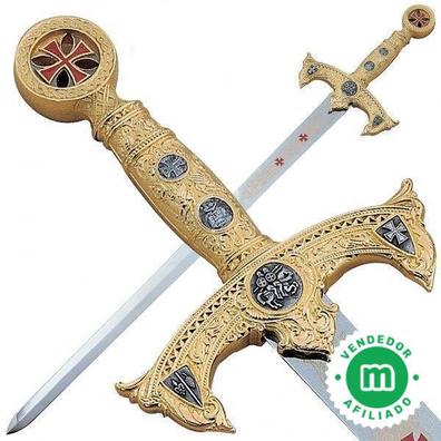 ESPADA CABALLERO TEMPLARIO, Espada Medieval, Espada Maestra, Espada de  vaina de cuero, Espadas reales largas ceremoniales de acero de Damasco  estético -  México
