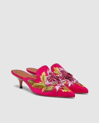 Milanuncios Mules ante fucsia con bordado flor t37