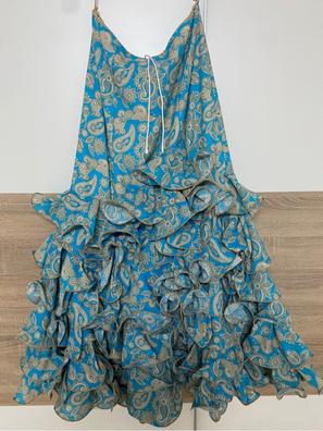 Falda de Flamenca / Sevillana para Mujer con Encaje Color Negro y Azul
