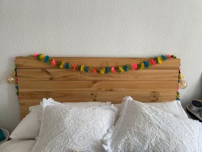 Cabecero cama matrimonio 135 madera pino rústico blanco lavado