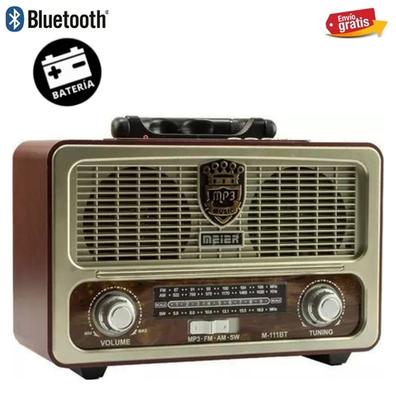 Radio FM portátil de onda corta, altavoz Bluetooth vintage con radio FM.  Altavoz Bluetooth retro con batería de gran capacidad de 1500 mAh, graves