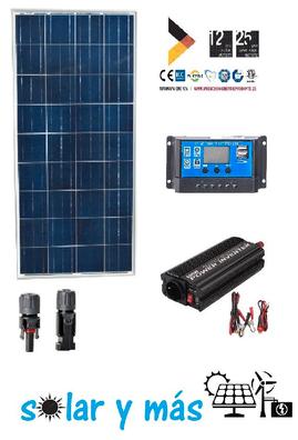 Kit solar fotovoltaico placa solar 200W con inversor híbrido onda pura 1Kw  12V