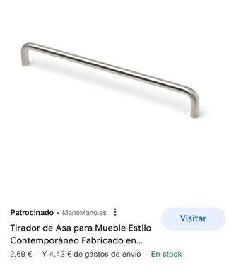 6 Un. TIRADOR Asa Acero inoxidable calidad AISI-304 Mueble COCINA y Baño -  Distancia tornillos 128MM