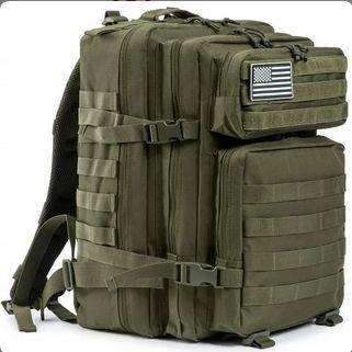 Mochila militar táctica, bolsa de 45 L, gran capacidad, mochila militar de  asalto de 3 días con parche de bandera de Estados Unidos, Verde militar