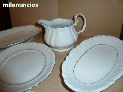 Vajilla de porcelana blanca con filo de oro para 6 personas, Lubeck