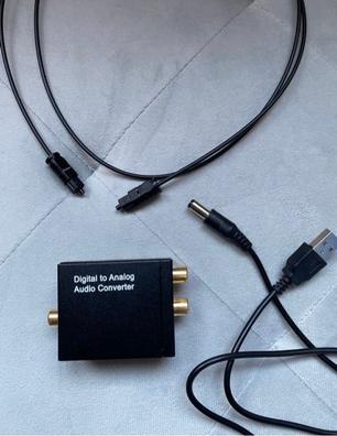  Convertidor de audio digital a analógico de 192 KHz, adaptador  de audio digital óptico coaxial a analógico RCA con fibra óptica y cable  USB, para TV para caja para PS3 para