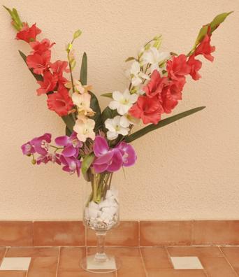 Almendro flores artificiales decoración jarrones Set de 3, Ramas