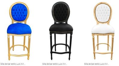 Taburete de bar estilo Luis XVI + mesa alta bar. 4 sillas altas taburetes  bar antiguos vintage Louis.