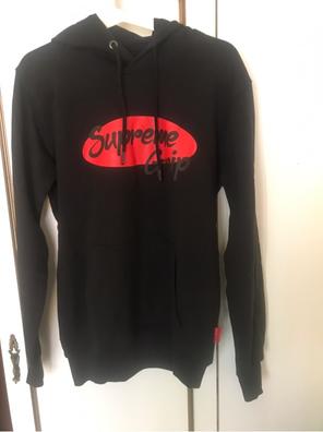 SUDADERA SUPREME BLANCA CON LOGO ROJO