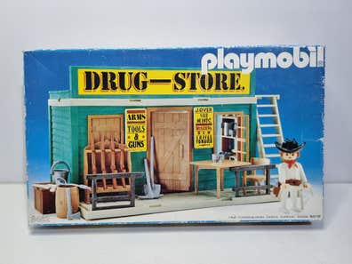 PLAYMOBIL vintage western maison drugstore mur arrière