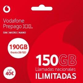 Tarjeta SIM Prepago Viajes España y Europa 190GB 28 Días - Vodafone