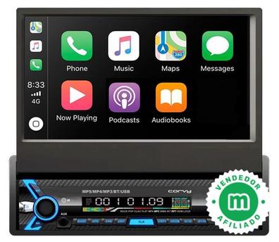 Estéreo de coche con pantalla táctil abatible de un solo DIN con Apple  Carplay y Android Auto, 1 Din Radio Soporte Bluetooth Mirror Link Control