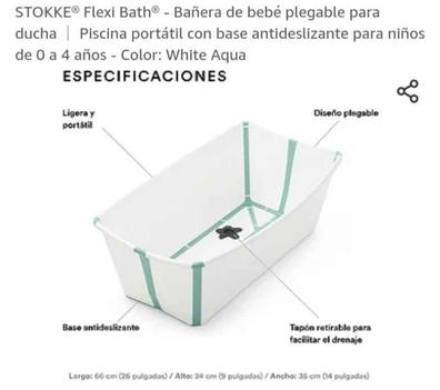 Bañera plegable Stokke ® Flexi Bath con tapón sensible al calor y soporte  para recién nacido