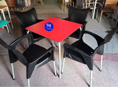 Conjunto Mesa Redonda y 4 sillas Aluminio Anodizado Para Terrazas de Bares  y Restaurantes