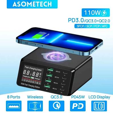 Estación de carga multidispositivo 9 en 1, 110W, 8 puertos USB