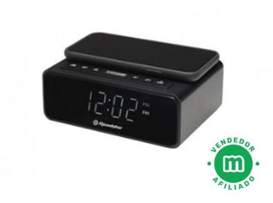 Altavoz Bluetooth Reloj despertador inteligente Calendario Base de carga  inalámbrica Soporte para teléfono celular Soporte para radio Negro