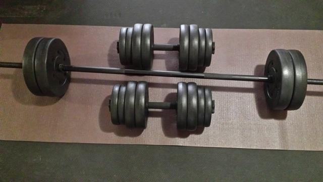 Pesas Mancuernas Y Barra 50kg Kit Gimnasio