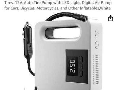 Inflador de neumáticos, compresor de aire portátil, bomba de aire de coche  de 12 V CC con pantalla digital, luz LED, función de apagado automático
