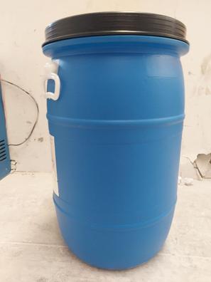 Bidón de plástico azul con tapa negra, ballesta y homologación UN, 220  litros