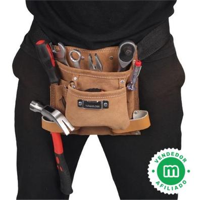 Bolsa porta herramientas para cinturón 26 x 16 cm color negro y naranja,  bolsillo para llaves, martillo, profesionales de la con