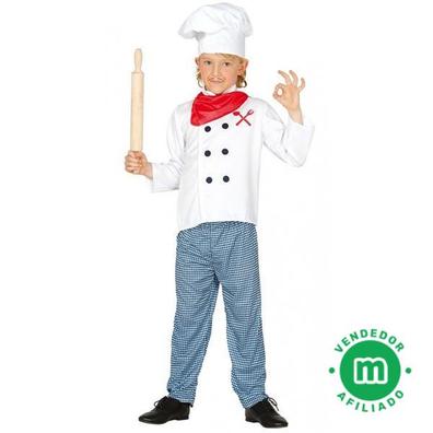 Disfraz Máster Chef Niños Cocinero Gorro Para Niño Niña 3 Pcs  Rojo/Negro/Blanco
