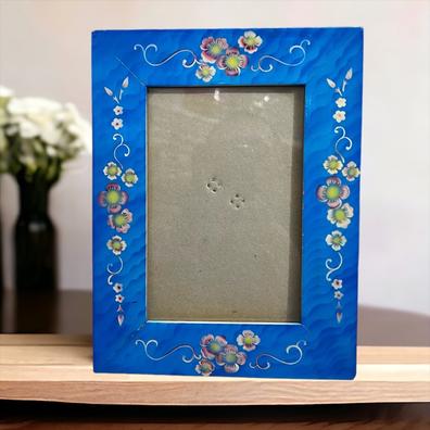 Marco de madera Perfil 35 azul 30x45 cm cristal transparente