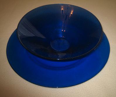 NUEVA! 32cm Fuente bajo plato cristal azul Antica Vetrería Toscana 