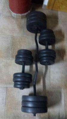 Kit Pesa Mancuernas Ajustables 30kg Set Discos Barra Z