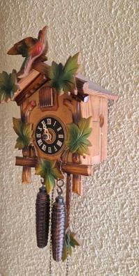 Original, reloj cuco Schwarzwald,Triberg, motivo de pájaro,tallado