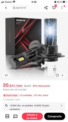 Bombillas H7 LED Coche 16000LM 80W por solo 27,19€