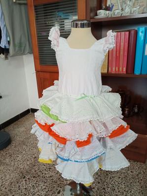 Vestido niña largo bugambilla y blanco. Talla 16 – Urly Flamenca – Urly Moda