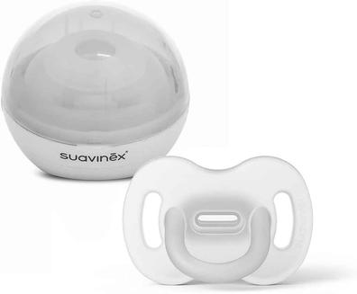 Suavinex, Chupete Todo Silicona, para Bebés 0/6 Meses, con Tetina  Fisiológica SX Pro, Blandito y Flexible + Chupetero con Cadena de Silicona,  de una